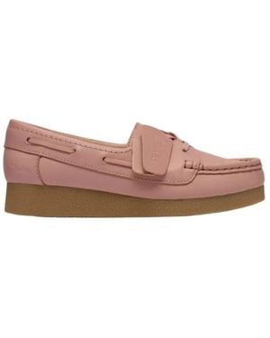 Clarks Schoenen ,Roze ,Leer Wallabee Evo Shoe