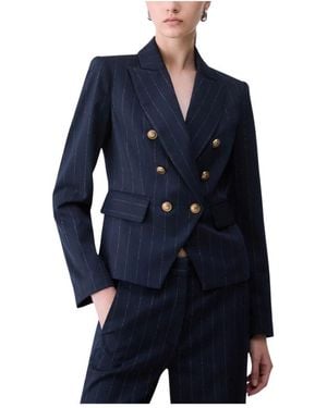 Liu Jo Dubbelrijige Pinstripe Blazer - Blauw