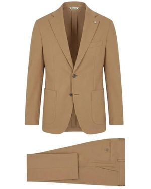 Manuel Ritz Single Breasted Suits - Natural