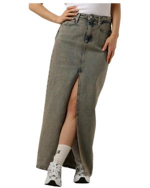 Calvin Klein Maxi Denim Rok Met Split Aan De Voorkant - Groen