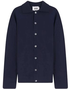 Alpha Industries Button Collar Cardigan - Blau
