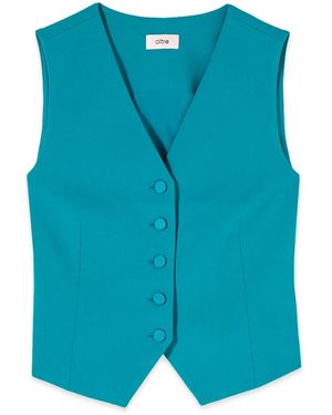 Oltre Jassen ,Blauw ,Leer Crepe Stof Vest