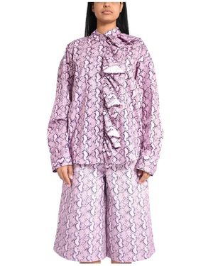 MSGM Gerimpelde Blouse Met Slangenprint - Paars
