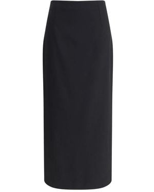 Lardini Eleganter Woll-Midi-Rock - Schwarz
