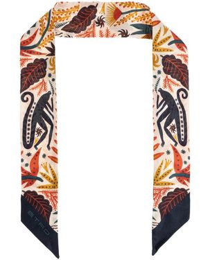 Etro Accessoires ,Veelkleurig ,Leer Zijden Sjaal - Wit