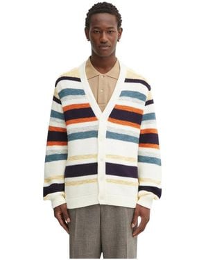 Maison Kitsuné Gebreide Cardigan Met Strepen - Wit