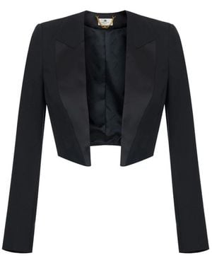 Elisabetta Franchi Smoking-Blazer Van Gabardine - Zwart