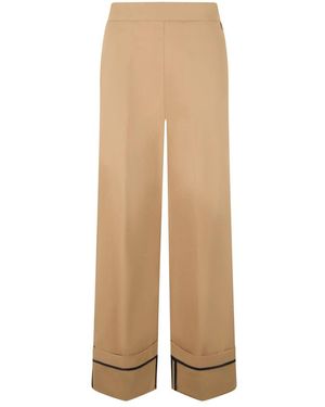 Herno Broeken ,Katoen Wijde Pijpen Broek Met Zoom - Naturel