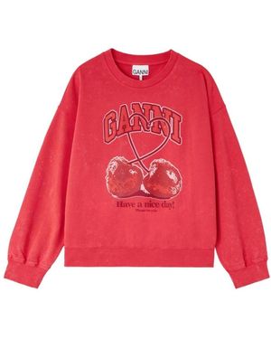Ganni Cherry Print Crewneck - Rood