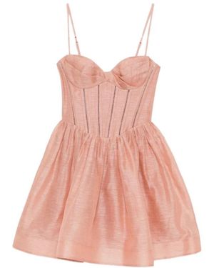 Zimmermann Luna Corset Mini Jurk - Roze