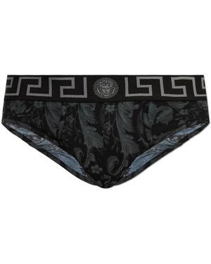 Versace Gedrukte Jacquard Katoen-Jersey Broekjes - Zwart