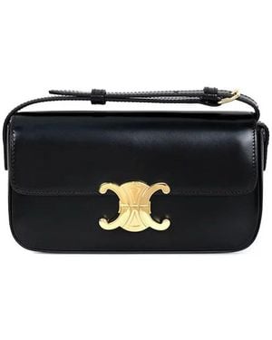 Celine Triomphe Schultertasche Mit Goldfarbenem Verschluss - Schwarz