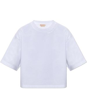 Marni Tops ,Wit ,Katoen Oversized Katoenen T-Shirt - Blauw