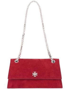 Tory Burch Kira Turnlock Suede Schoudertas - Rood