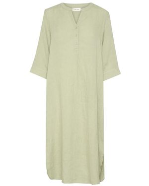 Cream Kleedjes ,Groen ,Linnen Linnen Caftan Jurk