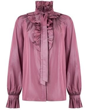 Alberta Ferretti Overhemden ,Paars ,Polyester Lila Blouse Met Lange Mouwen