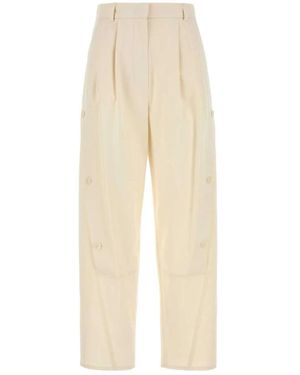 Max Mara High-Waisted Geplooide Broek Met Knoopdetails - Naturel