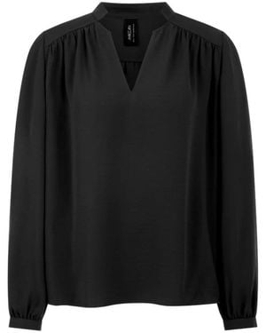 Marc Cain Overhemden ,Zwart ,V-Hals Blouse