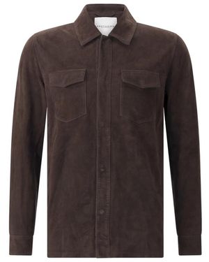 Profuomo Jassen ,Bruin ,Suède Suède Overshirt