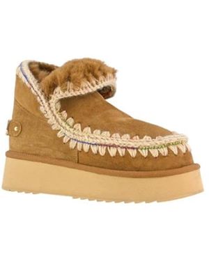 Mou Schoenen ,Bruin ,Leer Dameslaarzen Van Synthetisch Leer - Metallic