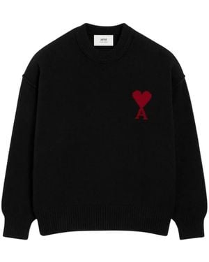 Ami Paris Truien & Vesten ,Zwart ,Wol Adc Crewneck Sweater