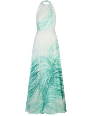 Kiton Maxi-Jurk Met Halternek En Bloemenprint - Groen