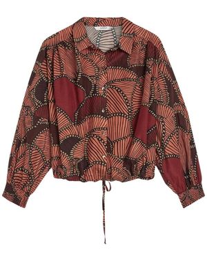 Summum Overhemden ,Rood ,Leer Blouse Met Vleermuismouwen