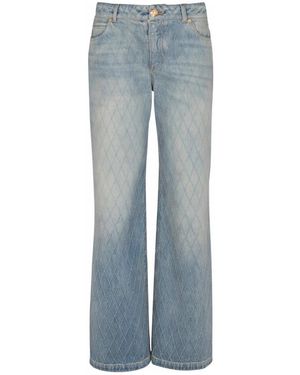 Balmain Jeans ,Blauw ,Denim Diamanten Denim Straight-Fit Jeans