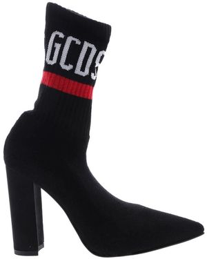 Gcds Schoenen ,Zwart ,Leer Pointy Logo Boots