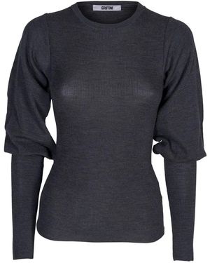 Grifoni Gerippter Rundhals-Pullover - Blau
