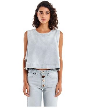ViCOLO Denim-Top Mit Eckigem Ausschnitt - Blau