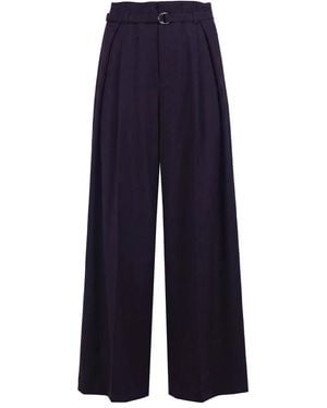 SOLOTRE Broeken ,Paars ,Leer Wijde Broek - Blauw