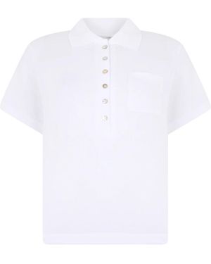 Vince Tops ,Wit ,Katoen Cotton Cropped Pocket Polo