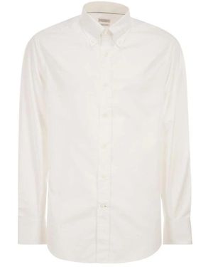 Brunello Cucinelli Klassiek Passende Button-Down Overhemd - Wit