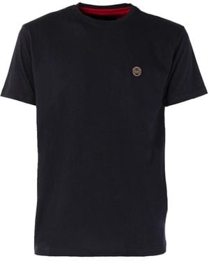 Museum Gerippter Kragen Casual T-Shirt - Schwarz
