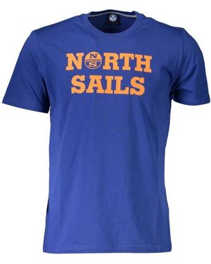 North Sails Blaues baumwoll-t-shirt mit signature-print