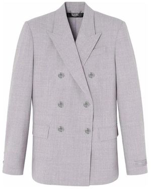 Versace Doppelreihiger Chambray-Blazer - Blau