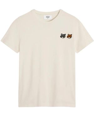 Maison Kitsuné Double Fox Head Patch T-Shirt - Wit