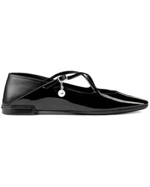 Jimmy Choo Schwarze Flache Schuhe Mit Mandelzehen