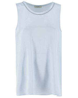 Panicale Seidener crew neck top mit leuchtenden details - Blau