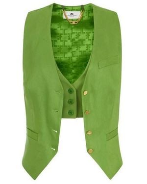 Elisabetta Franchi Linnenmix Gilet - Groen