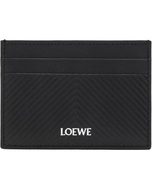 Loewe Plain Kartenetui Aus Genarbtem Klassischem Kalbsleder - Schwarz