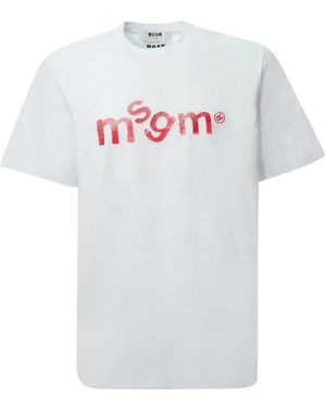 MSGM Tops ,Wit ,Katoen Katoenen Jersey T-Shirt