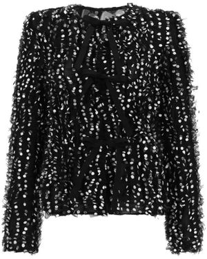 Nina Ricci Embellished Jacquard Cropped Jacket - Zwart