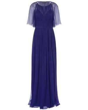 Alberta Ferretti Plissé Maxi Dress - Blue