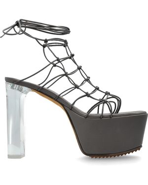 Rick Owens Schoenen ,Grijs ,Leer Plateauschoenen Web Platform - Zwart