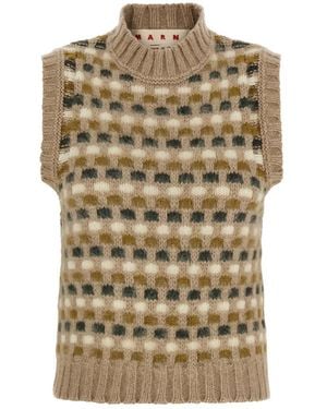 Marni Jacquard Shetland Wol Vest - Naturel