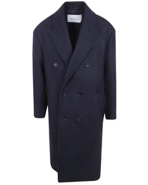 Ami Paris Jassen ,Zwart ,Wol Double Breasted Long Cozy Coat - Blauw