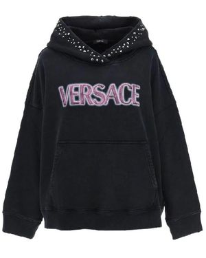 Versace Schwarzer Baumwoll-Logo-Sweatshirt Ss23