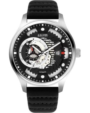 S.oliver Accessoires ,Grijs ,Automatisch Horloge Zwart Zilver So-3941-La